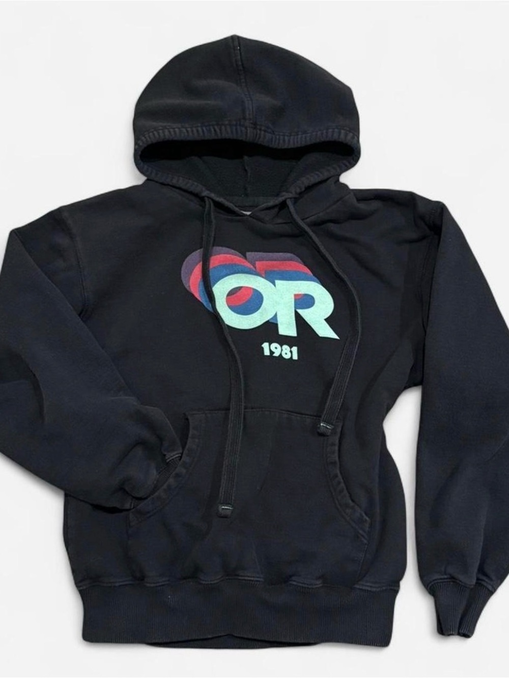 Outdoor Research Black Hoodie with Retro Multicolor OR 1981 Logo